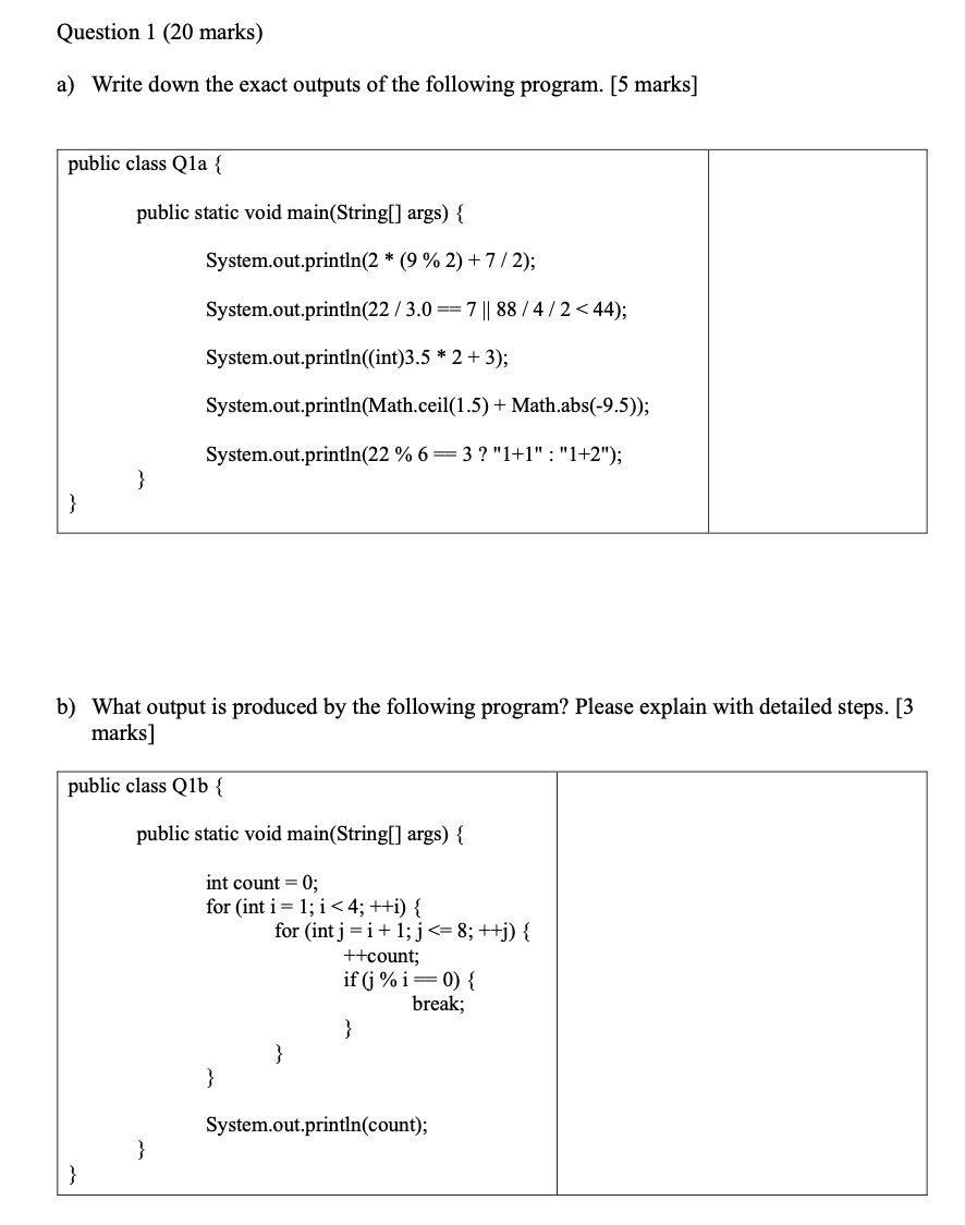 Solved a) Write down the exact outputs of the following | Chegg.com