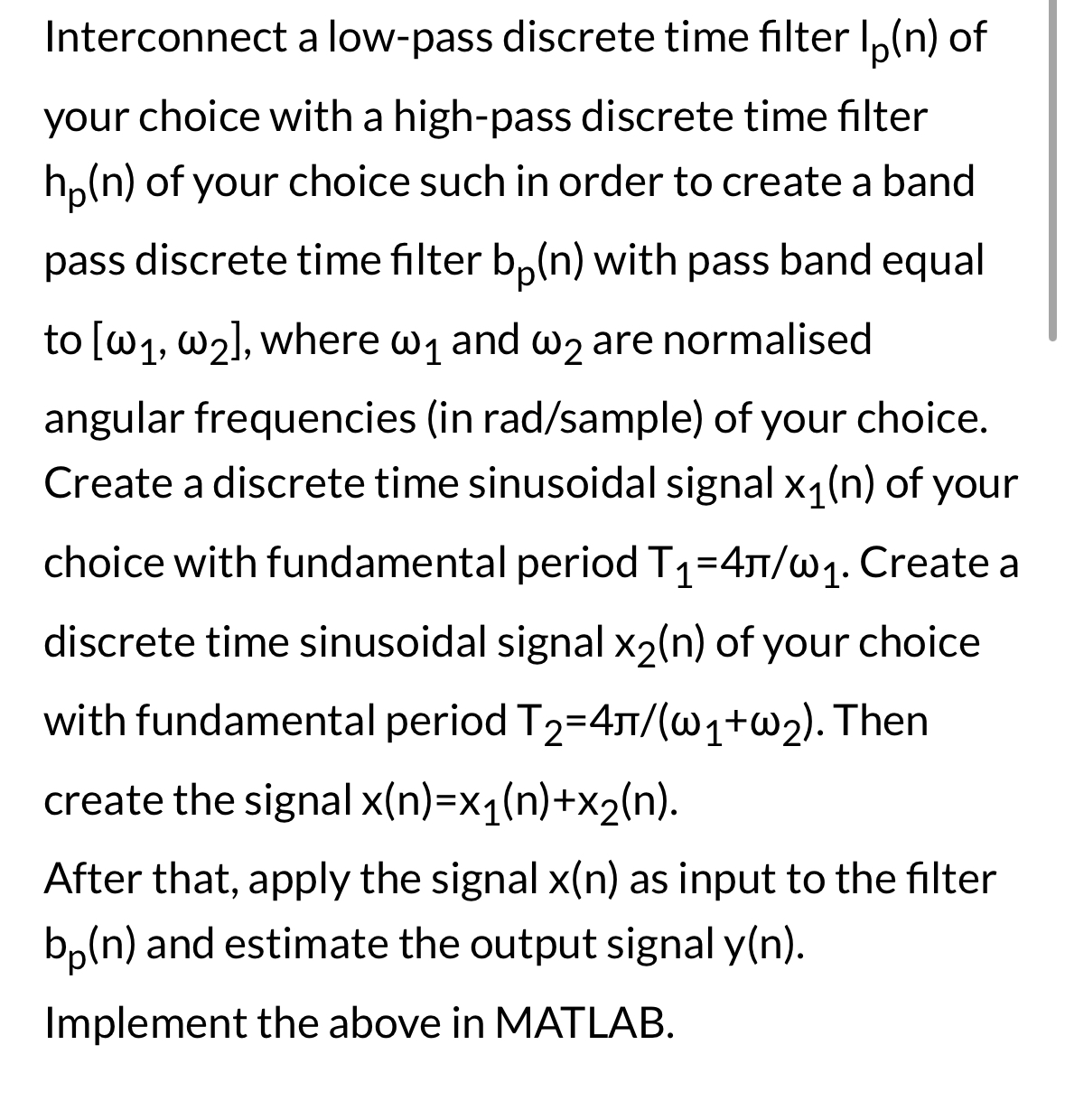 Solved Interconnect a low-pass discrete time filter Ip(n) of | Chegg.com