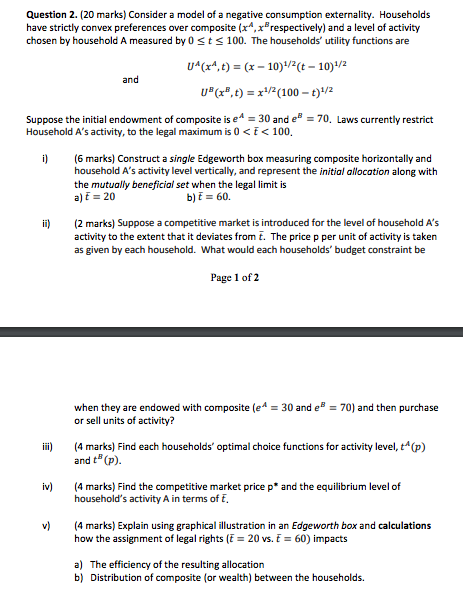Question 2. (20 marks) Consider a model of a negative | Chegg.com
