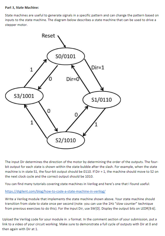 Solved Part 3, State Machine: State machines are useful to | Chegg.com