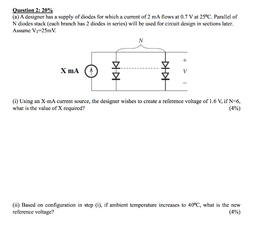 Solved Question 2 20 (a) A designer has a supply of diodes