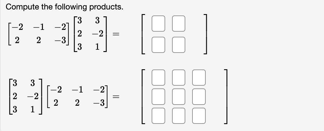 Solved Compute the following products. | Chegg.com