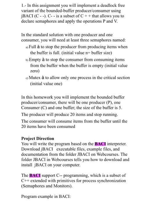 Solved Program example in BACI: | Chegg.com