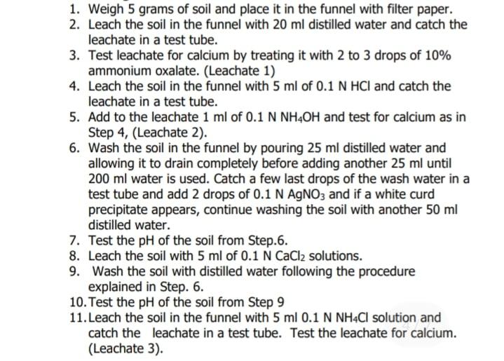 1. Weigh 5 grams of soil and place it in the funnel | Chegg.com