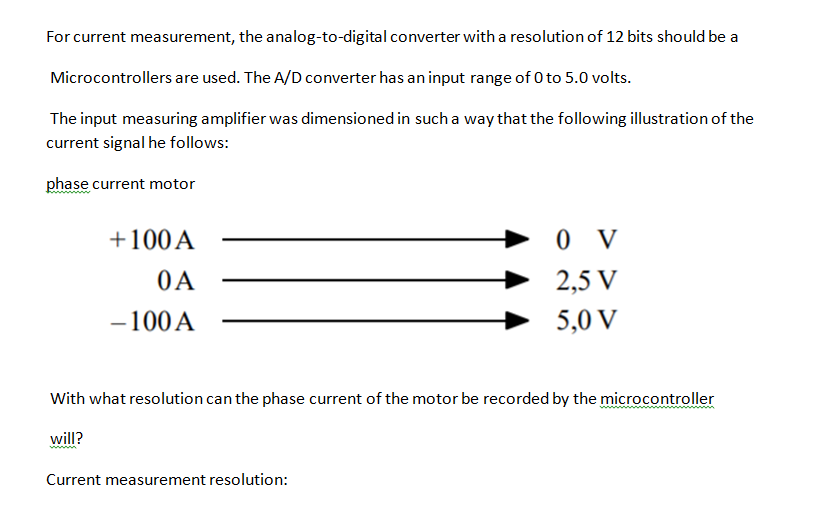 Solved For current measurement, the analog-to-digital | Chegg.com