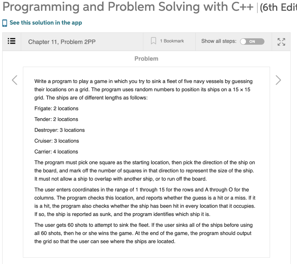 Solved Programming and Problem Solving with C++ |(6th Edit | Chegg.com