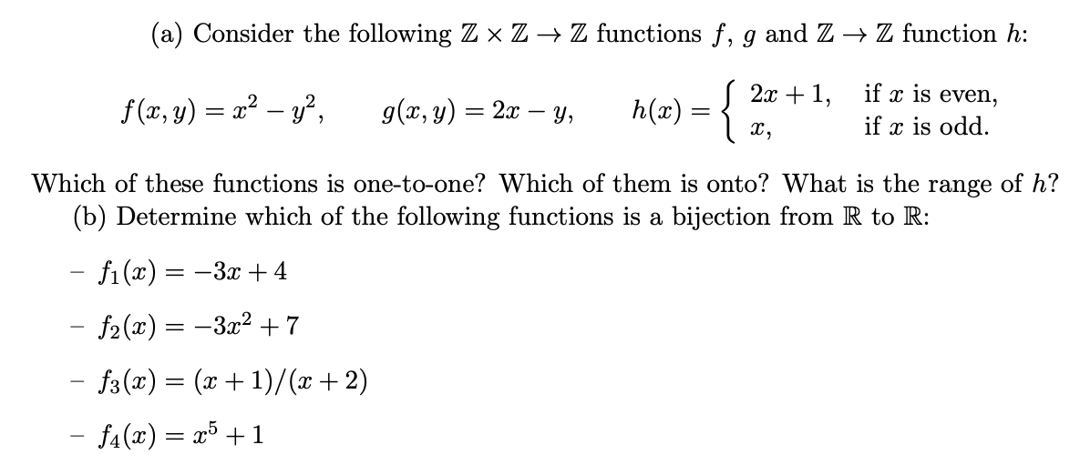 Solved A Consider The Following Z Z → Z Functions F G 7553