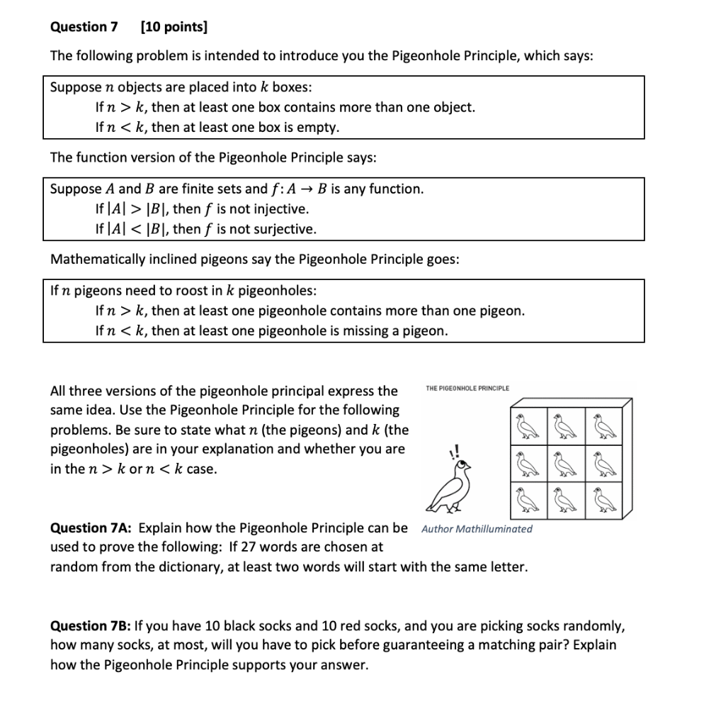 Solved All three versions of the pigeonhole principal