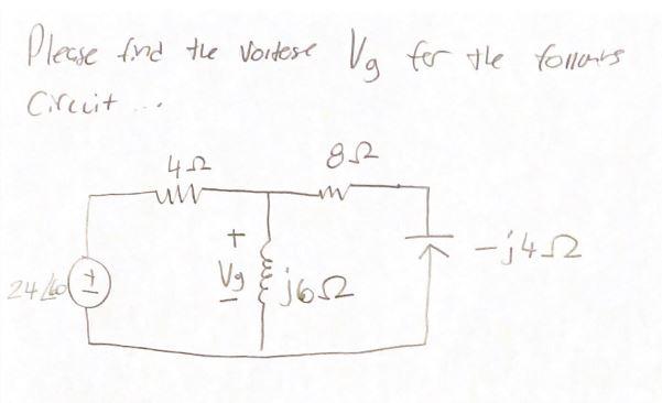 Solved Please find the Vortese Vg for the fonants Circuit 8R | Chegg.com