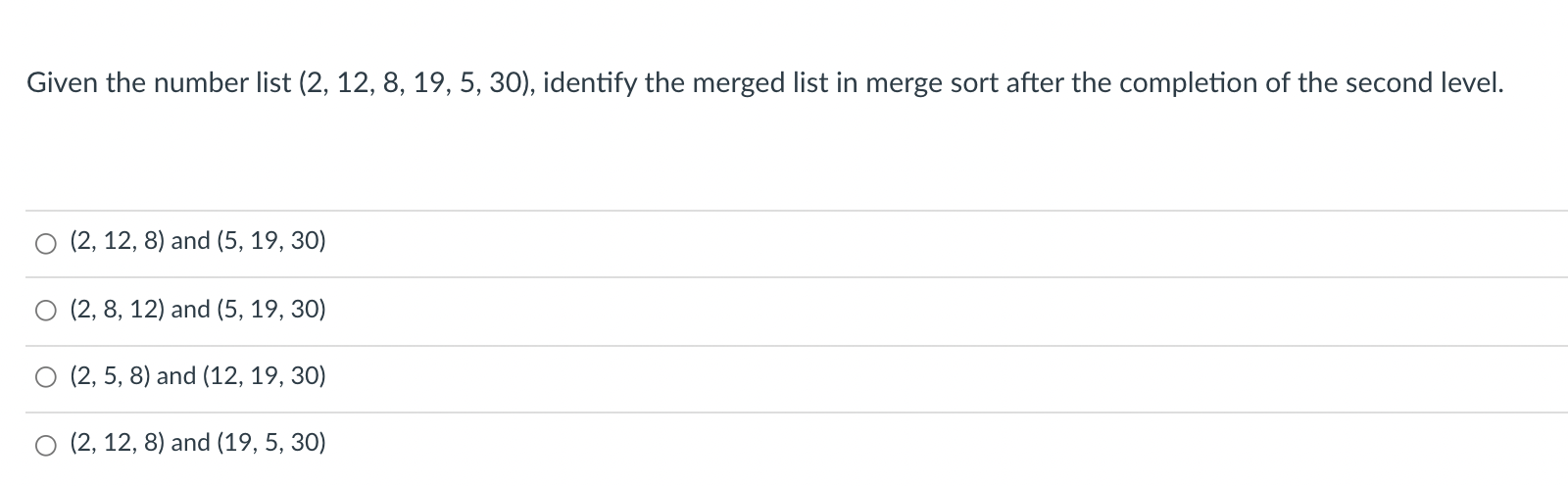 Solved Given the list (37, 33, 40, 12, 15, 16, 25, 42), what | Chegg.com