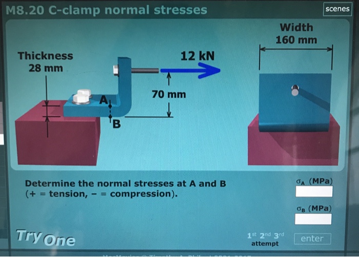 Solved scenes M8.20 Cclamp normal stresses Width 160 mm 12