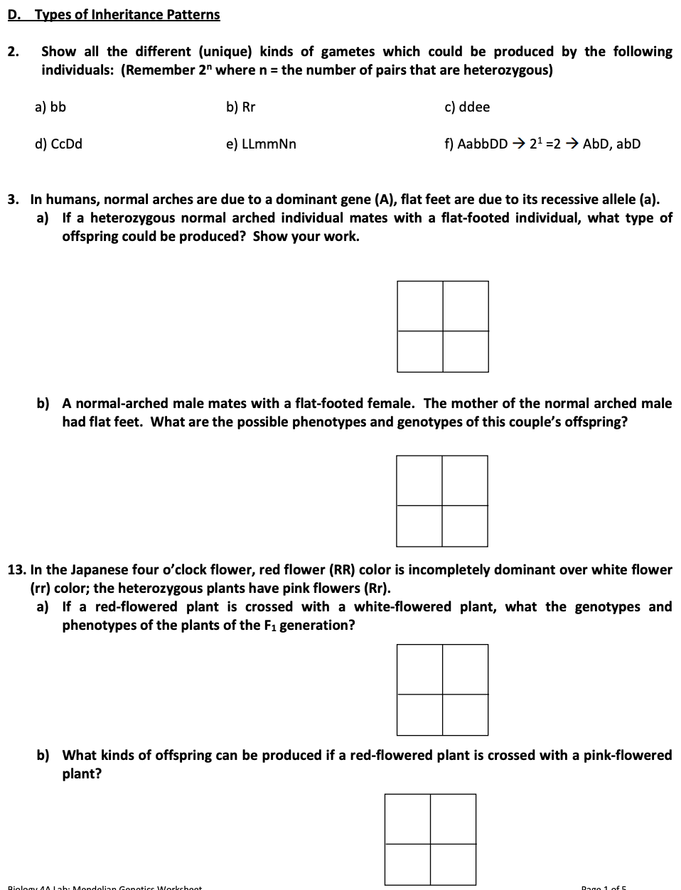 Solved D. Types of Inheritance Patterns 2. Show all the | Chegg.com