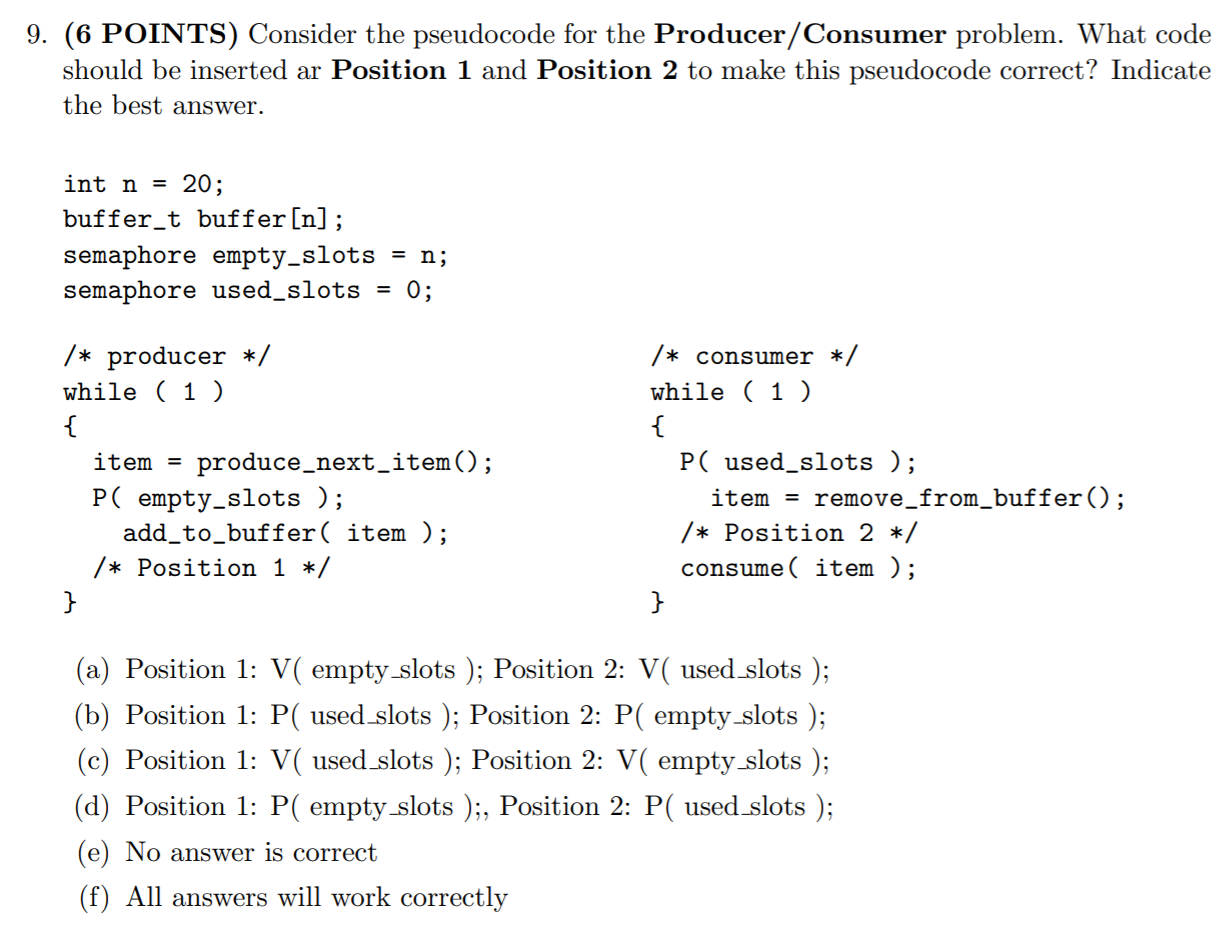 Solved 9. (6 POINTS) Consider the pseudocode for the | Chegg.com