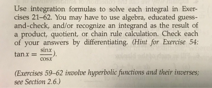 Solved Use integration formulas to solve each integral in | Chegg.com