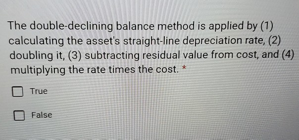 Solved The Double Declining Balance Method Is Applied By 1 2908