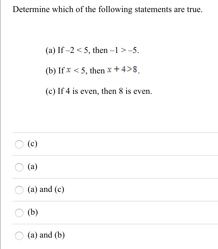 Solved Determine which of the following statements are true. | Chegg.com