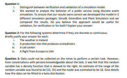 Solved Question 1: i. Distinguish between verification and | Chegg.com