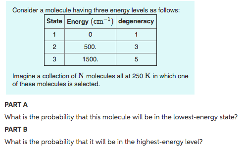 Solved Consider a molecule having three energy levels as | Chegg.com