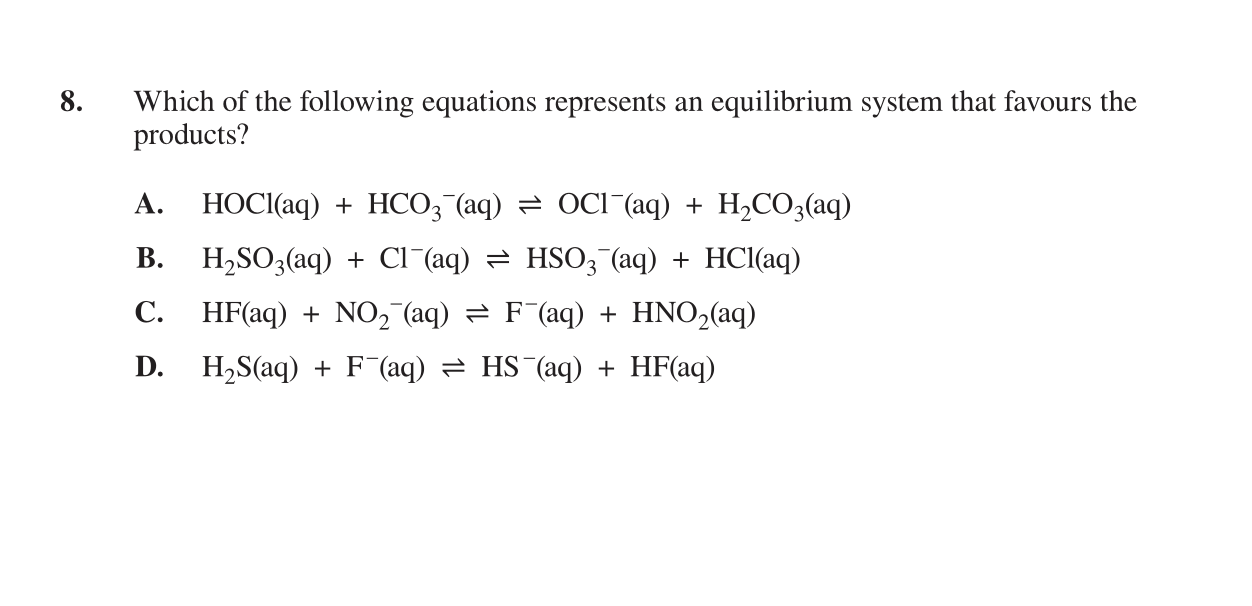 Solved 8. Which of the following equations represents an | Chegg.com