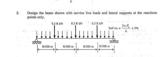 Solved 2. Design the beam shown with service live loads and | Chegg.com