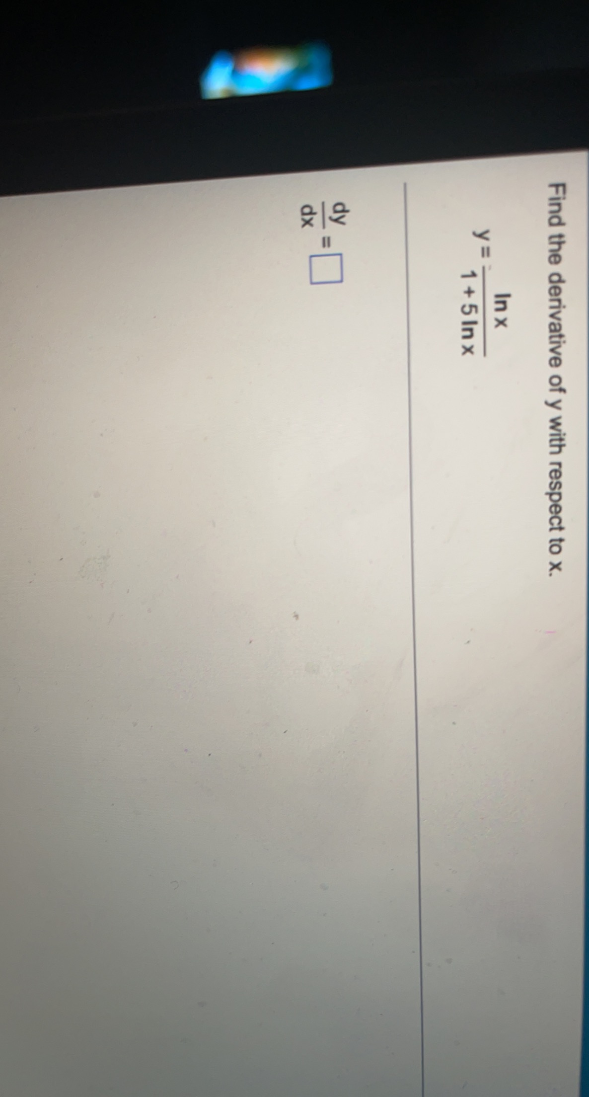 Solved Find the derivative of y with respect to x. y= dx = | Chegg.com