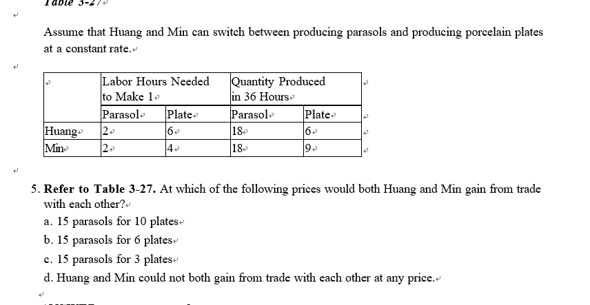 Solved Table 3-27 Assume that Huang and Min can switch | Chegg.com