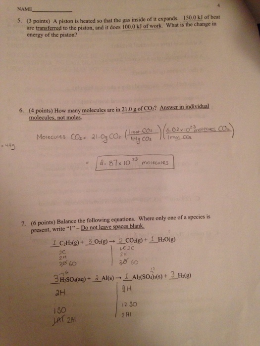 Solved NAME 5. (3 points) A piston is heated so that the gas