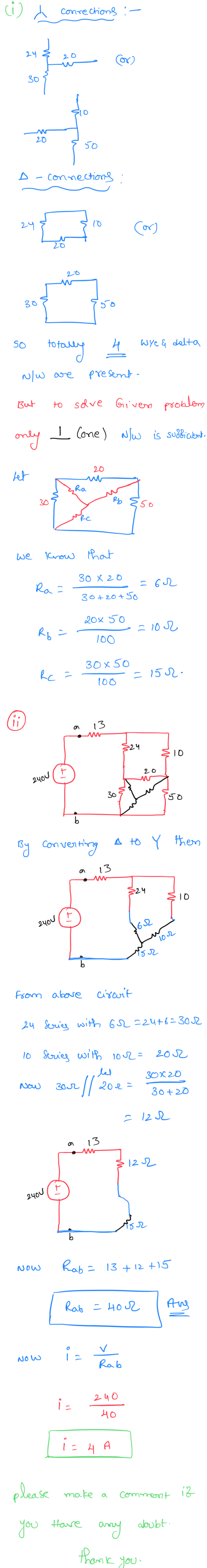 ci) de convections : connections :- ( Y) D-Connections: so w/w But only totally 4 wye å delta are present- to solve Given pro
