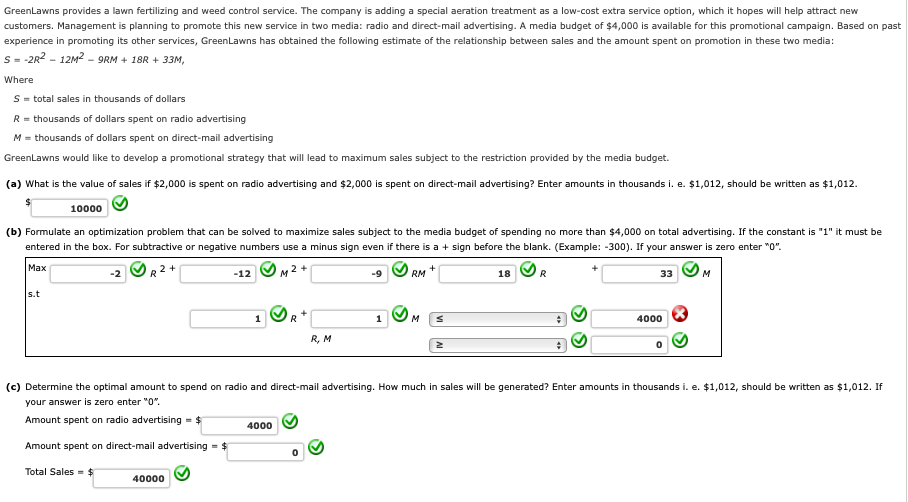Solved GreenLawns provides a lawn fertilizing and weed
