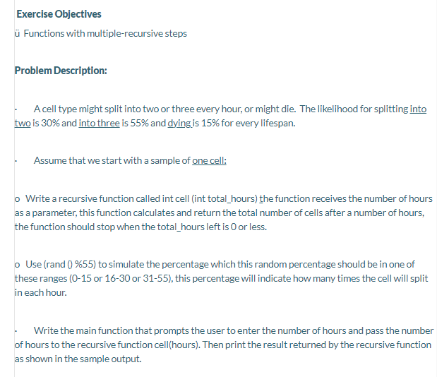 Solved Exercise Objectives ü Functions with | Chegg.com