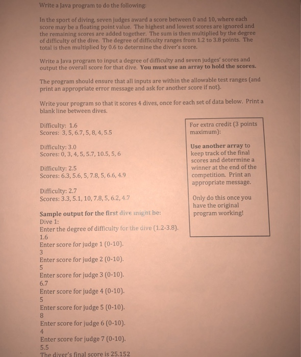 Solved Write a Java program to do the following: In the | Chegg.com