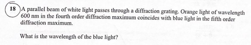 Solved 18 A parallel beam of white light passes through a | Chegg.com