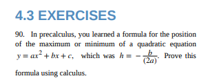 Solved 4.3 EXERCISES 90. In precalculus, you learned a | Chegg.com