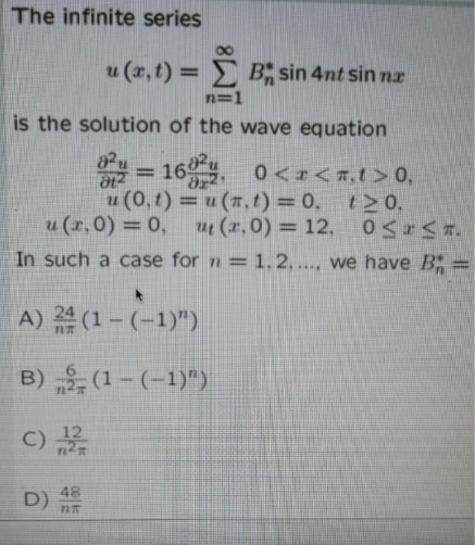 Solved The Infinite Series U X T E Bj Sin Ant Sin Na Chegg Com