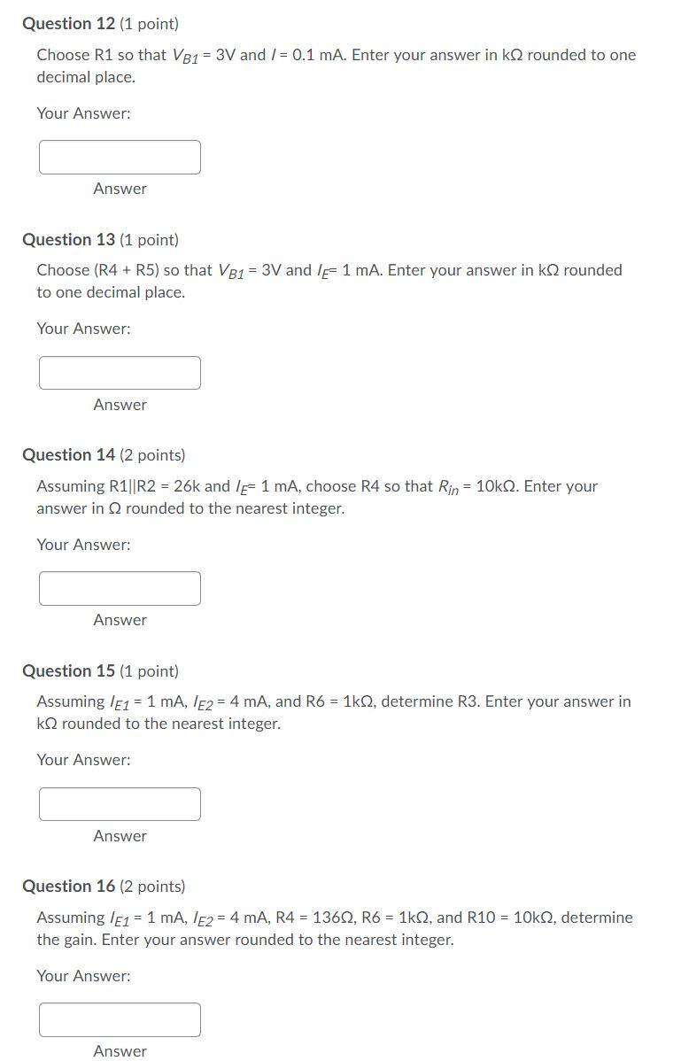 Solved Amplifier Question 2 Questions 12-16 Relate To The | Chegg.com