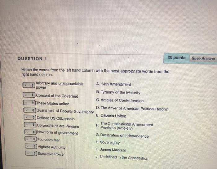 Solved QUESTION 1 20 points Save Answer Match the words from | Chegg.com