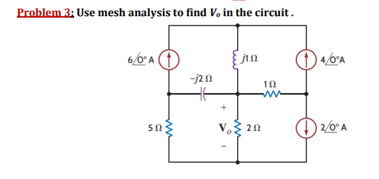 Solved Problem 3: Use mesh analysis to find V, in the | Chegg.com
