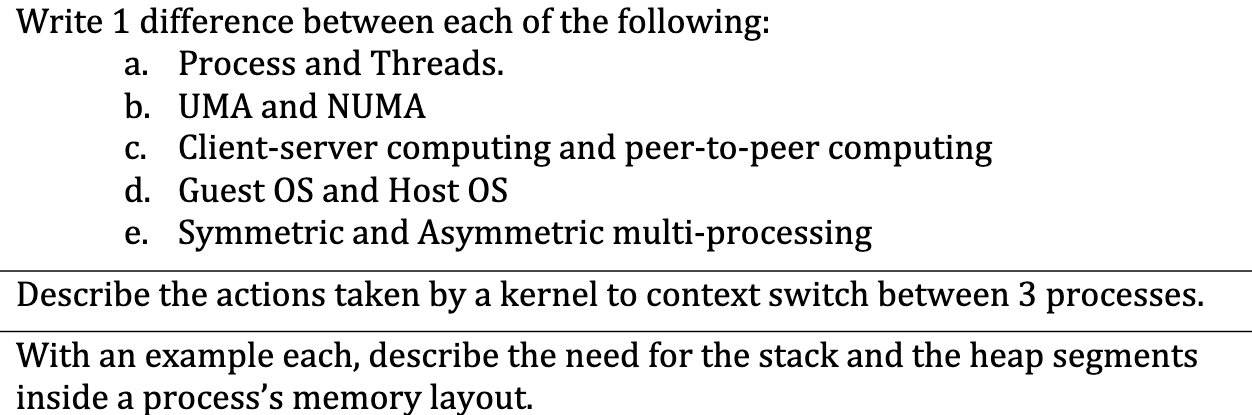 Solved Write 1 difference between each of the following: a. | Chegg.com