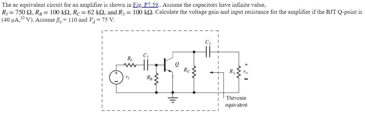 Solved The ac equivalent circuit for an amplifier is shown | Chegg.com