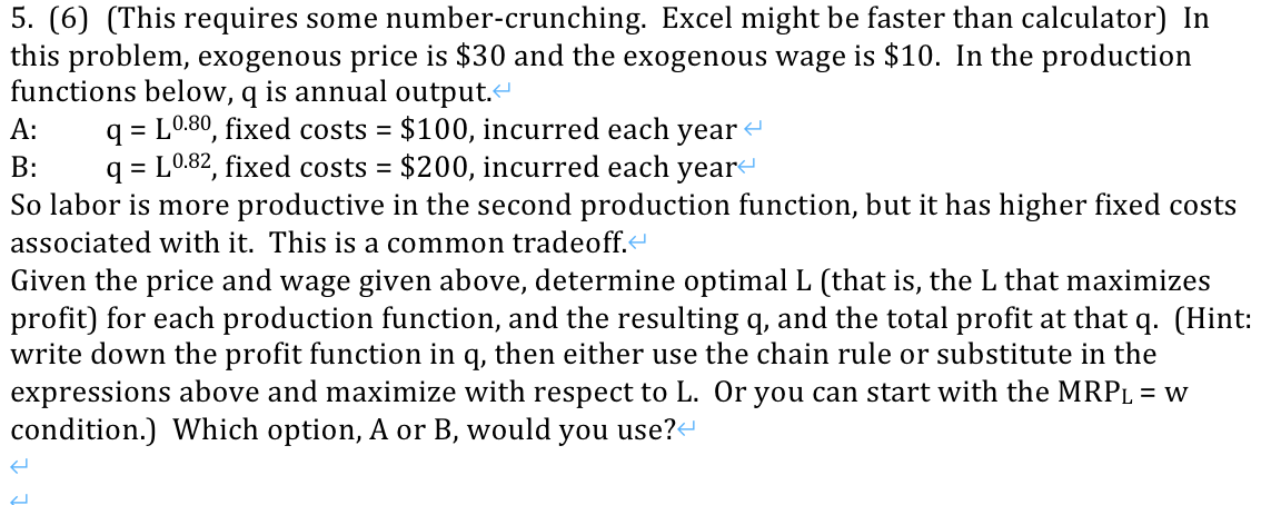 Solved 5. (6) (This requires some number-crunching. Excel | Chegg.com