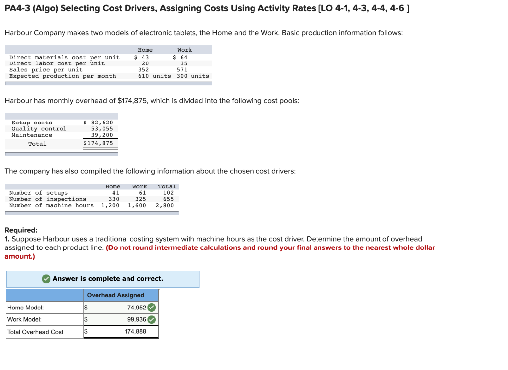 Solved PA4-3 (Algo) Selecting Cost Drivers, Assigning Costs | Chegg.com