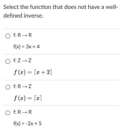 Solved Select the function that does not have a well- | Chegg.com