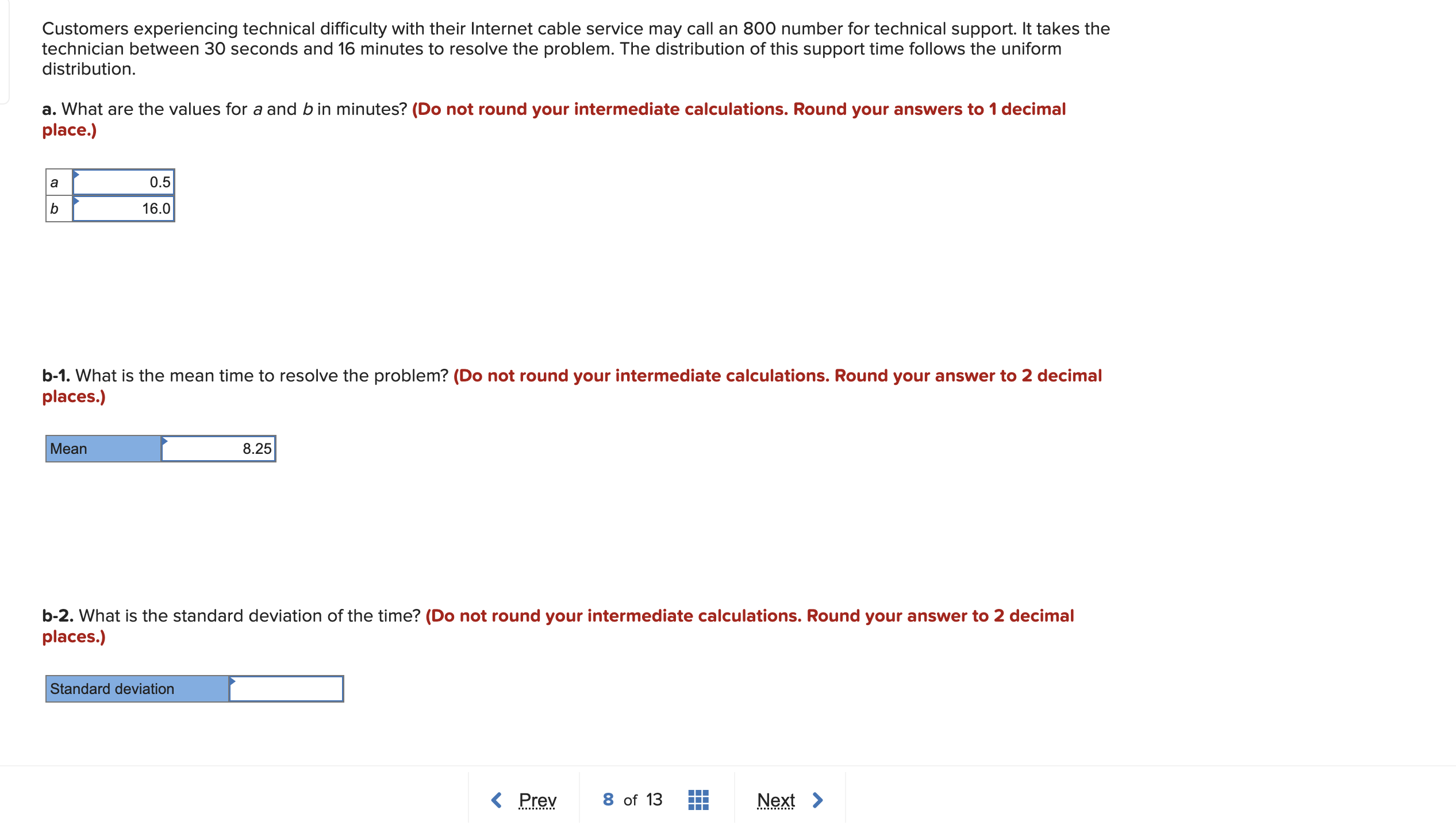 Solved B-2. What Is The Standard Deviation Of The Time? (Do | Chegg.com