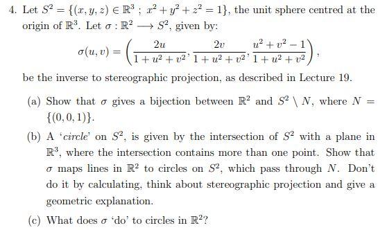 Solved 4 Let S X Y Z R 2 Y2 X2 1 The Chegg Com