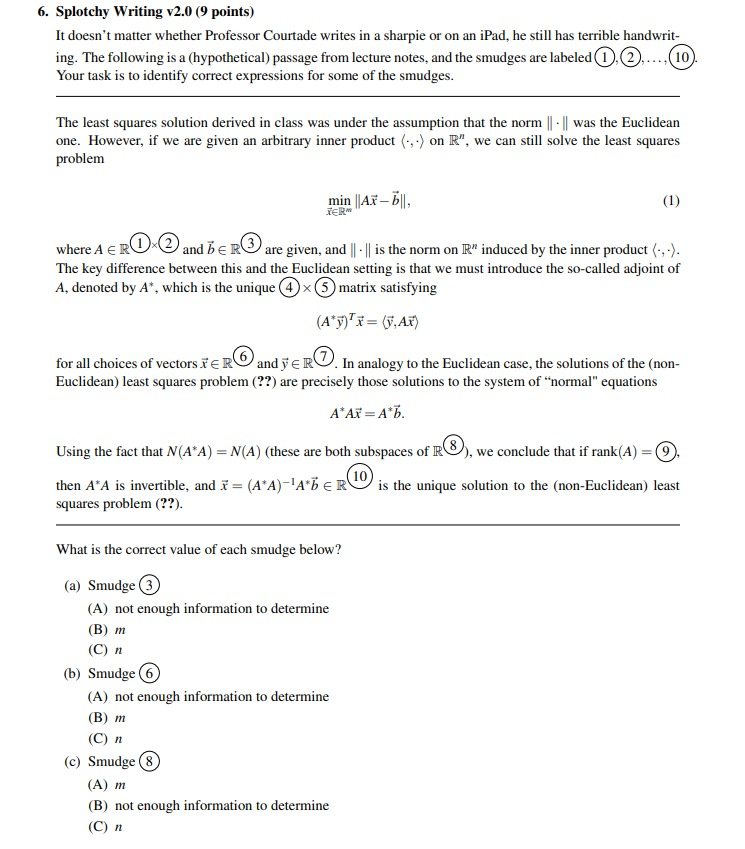 Solved 5. Matrix Properties (9 points) What can you say | Chegg.com