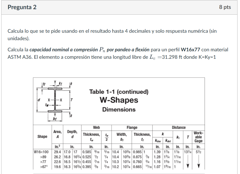 Calcula lo que se te pide usando en el resultado hasta 4 decimales y solo respuesta numérica (sin unidades). Calcula la capac