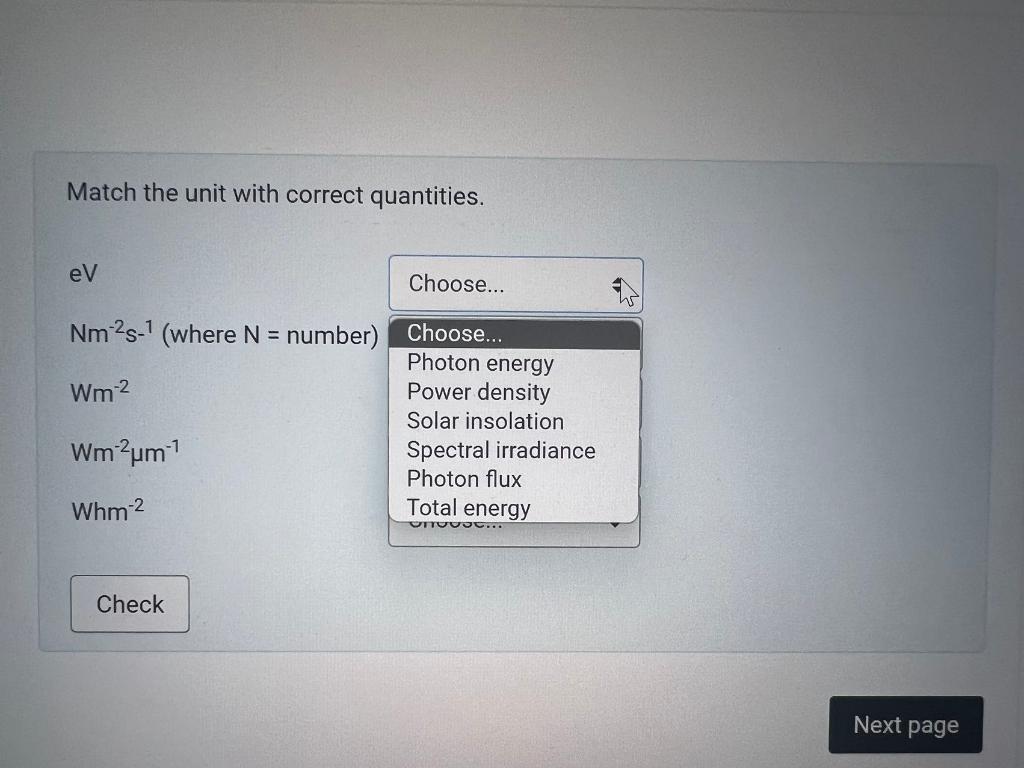 Solved Match the unit with correct quantities. | Chegg.com