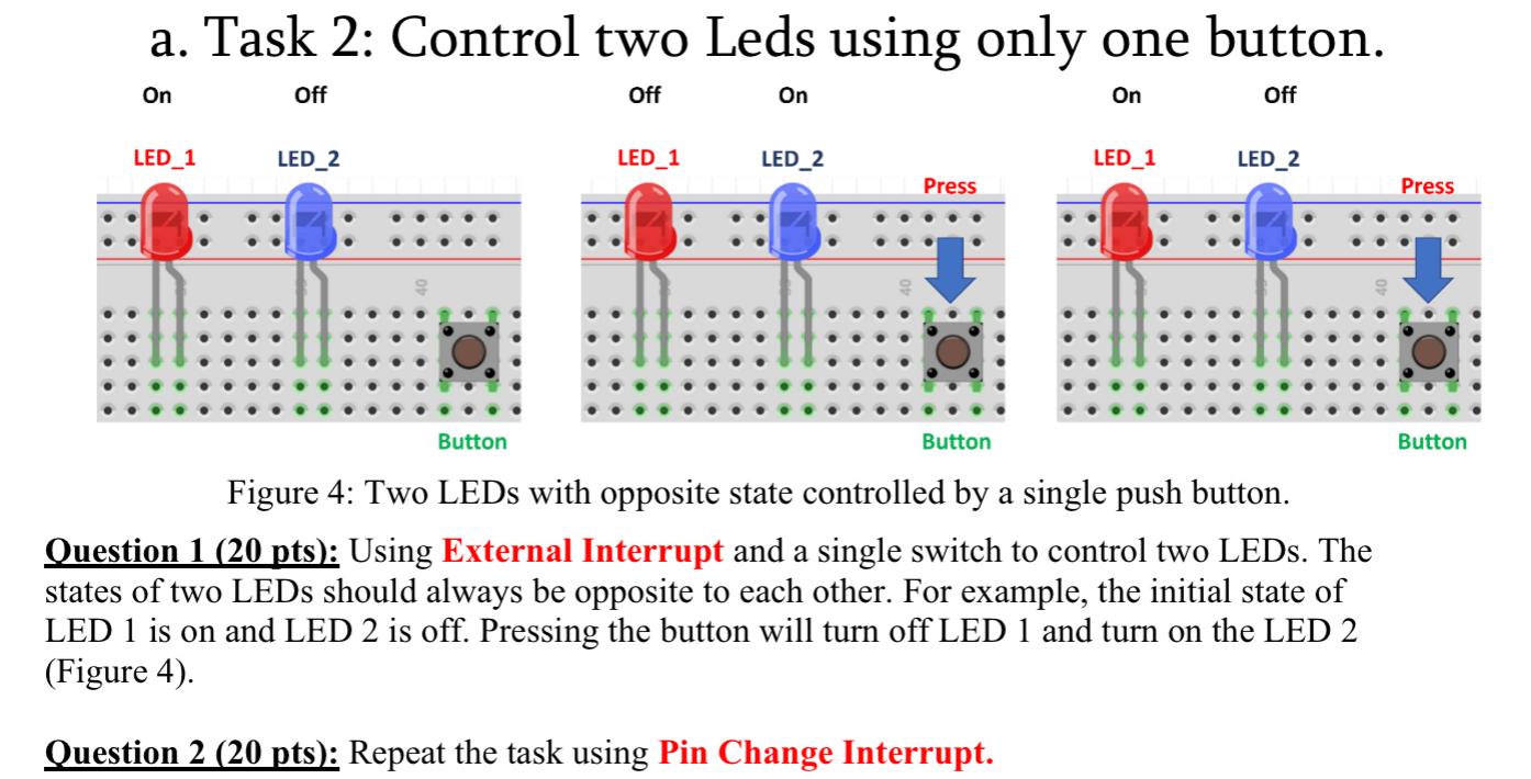Solved Develop a dual LED circuit with different patterns | Chegg.com