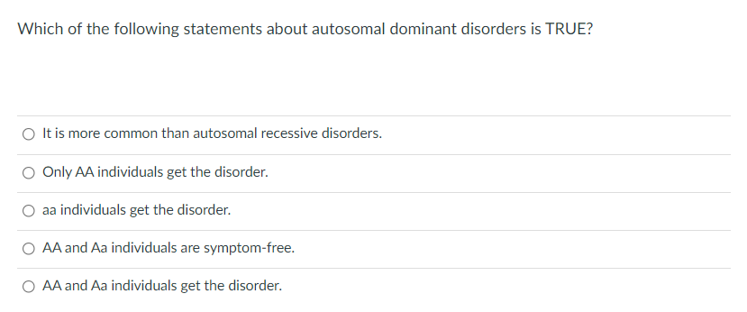 Solved Which of the following statements about autosomal | Chegg.com