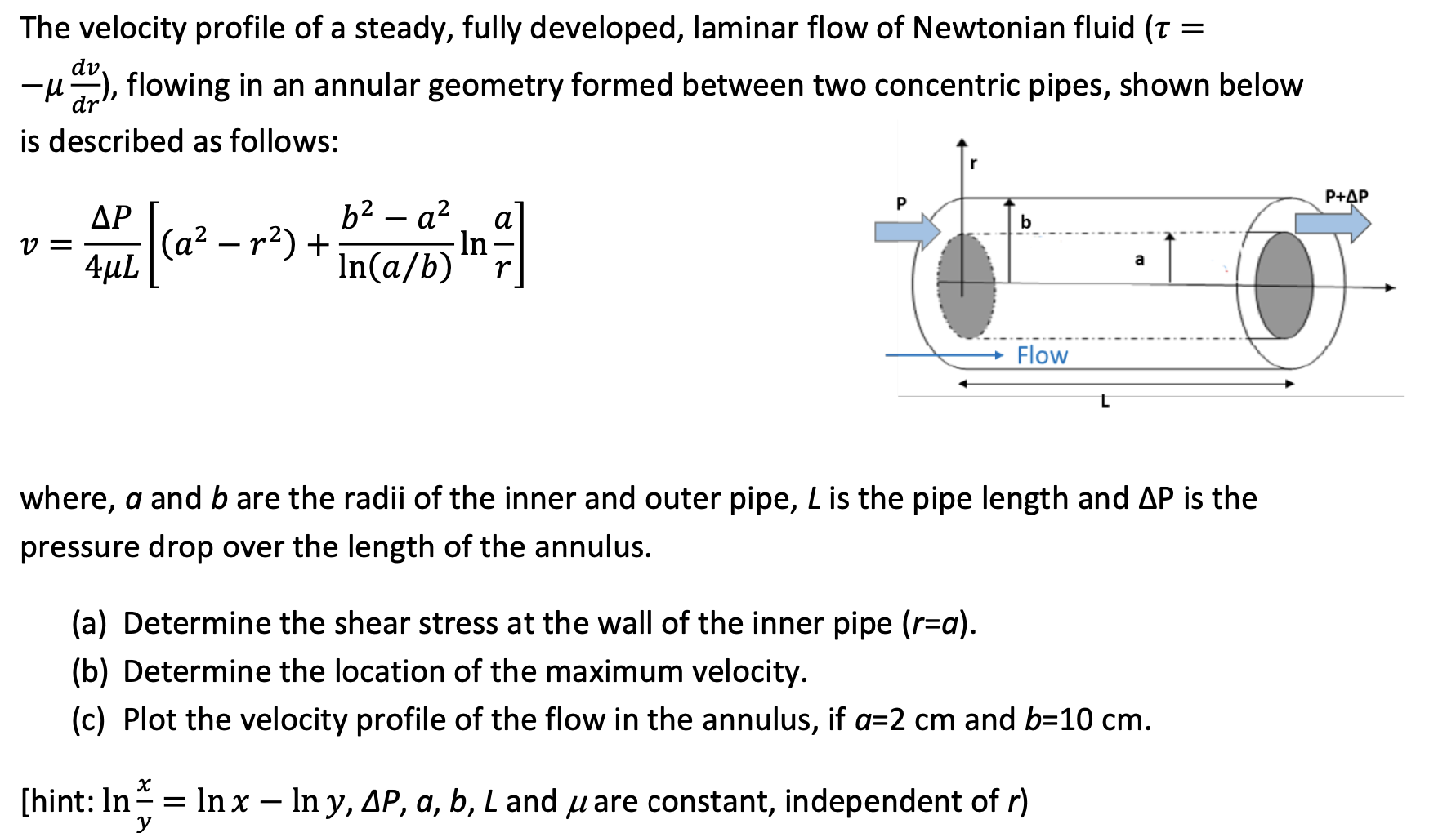 solved-the-velocity-profile-of-a-steady-fully-developed-chegg